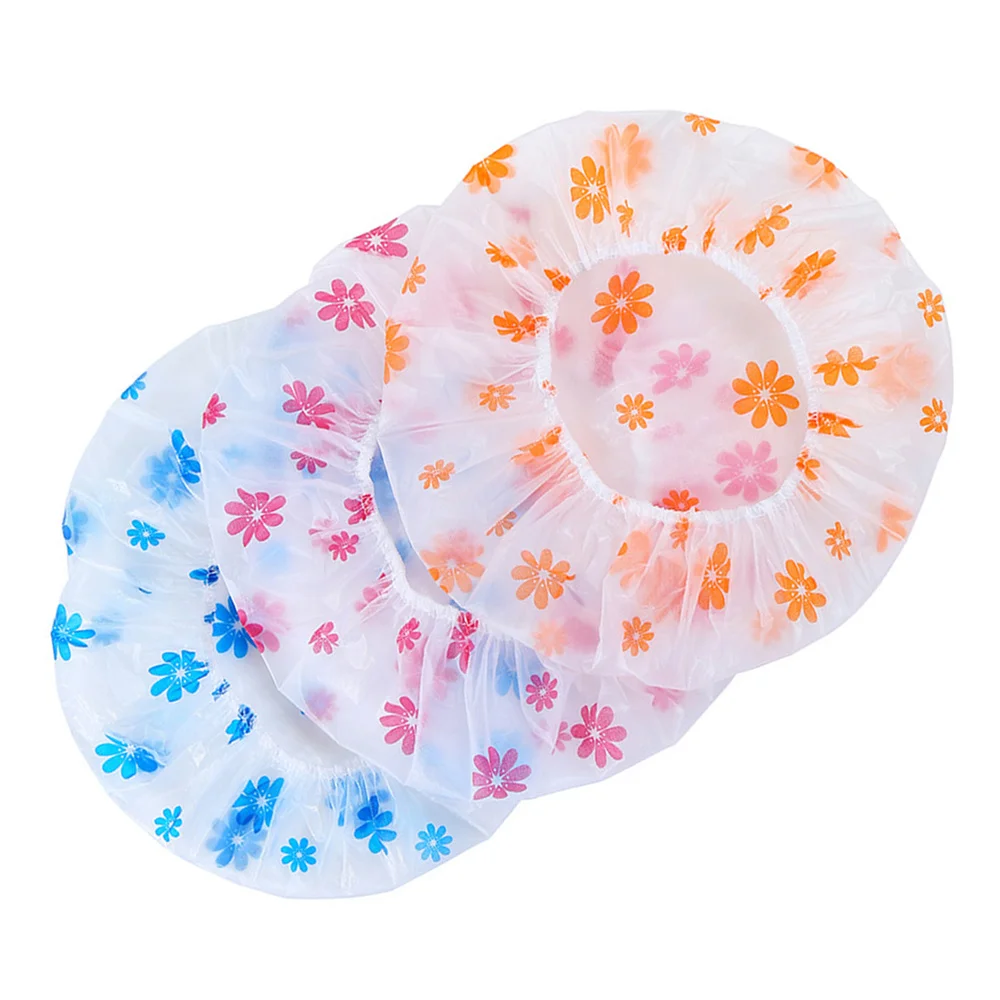 

20pcs Waterproof Shower Cap Shower Hat Printed Fashion Bath Cap Processing Hair Cover for Spa Salon Shower (As Shown)