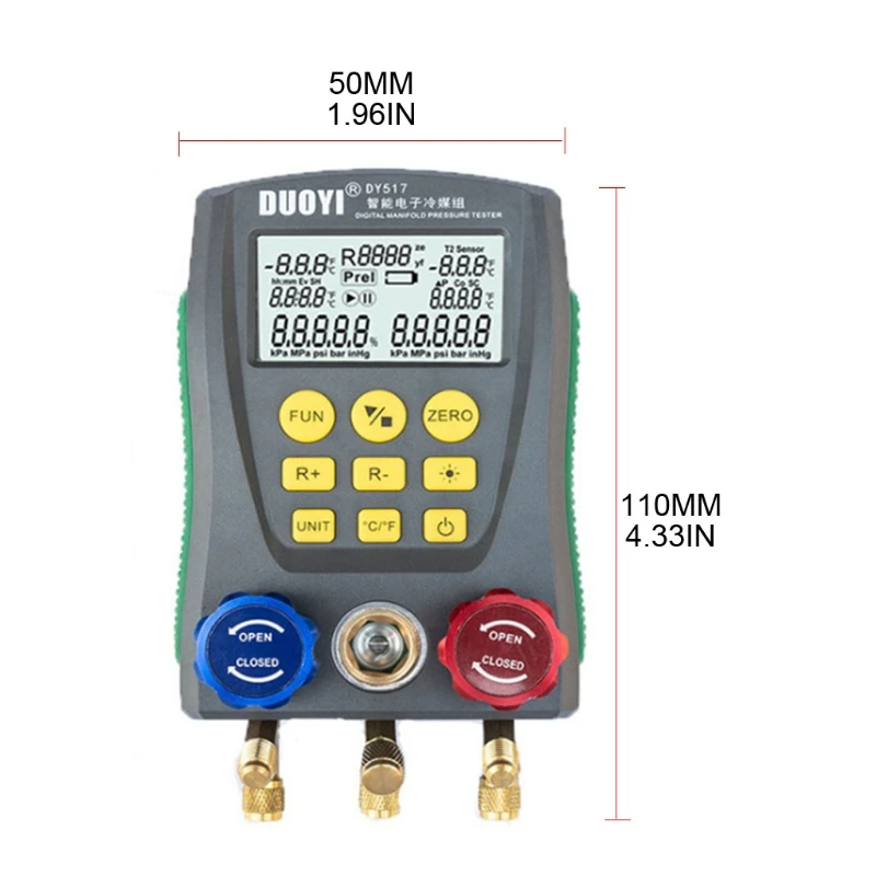

Refrigeration Pressure Gauge Digital Manifold Pressure Gauge Vacuum Pressure Diagnostic Manifold Gauge Set High-Precision Refrig