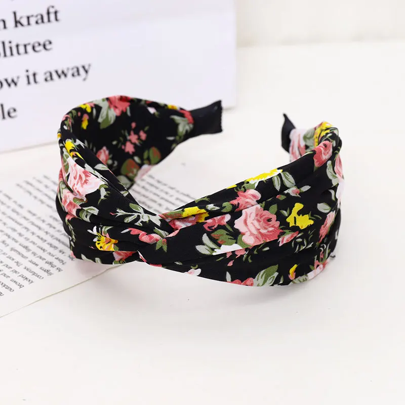 

BEMAY New Fashion High-quality Korean Retro Floral Knotted Wide-brimmed Curling Women Girls Hairband Headband Hair Accessories