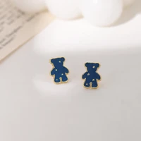 little bear cute compact and simple daily blue lolita star stud earrings