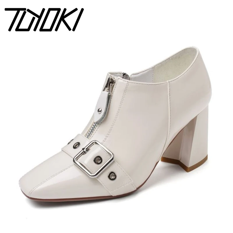 

Tuyoki Women Party Genuine Leather Pumps Spring Office Shoes Women Work Classics Square Toe Elegant Pumps Size 34-39