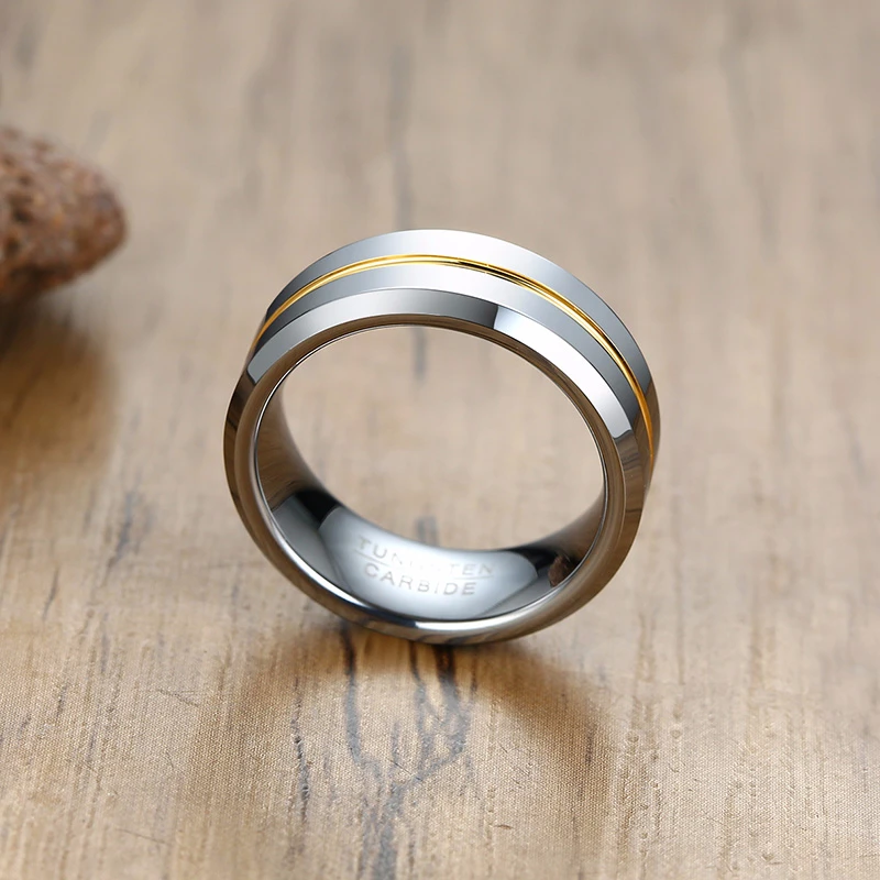 Мужской свадебный браслет 8 мм Золотой синий черный Вольфрам вольфрамовое кольцо