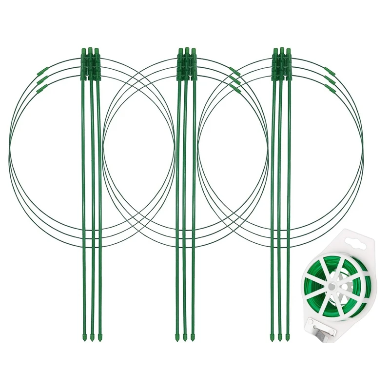 

3 упаковки, сетки 18 дюймов для поддержки растений с 3 регулируемыми кольцами, 20 м
