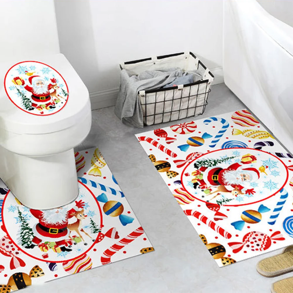 Рождественские наклейки для унитаза 3D водонепроницаемые DIY ванной комнаты