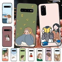 yinuoda cute korean girl cartoon phone case for samsung s10 21 20 9 8 plus lite s20 ultra 7edge
