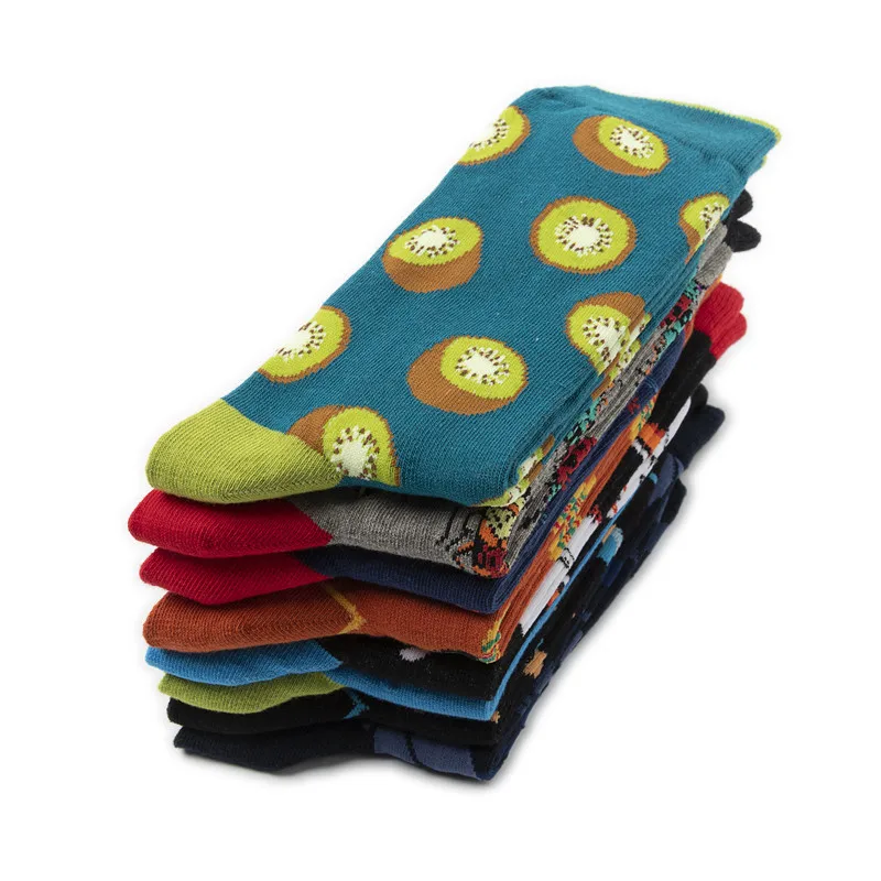 

[WPLOIKJD]1 Pair Men Cotton Creative Funny Socks Autumn Winter Combed Cotton Cartoon Socks Hip Hop Calcetines Hombre Sox Gifts