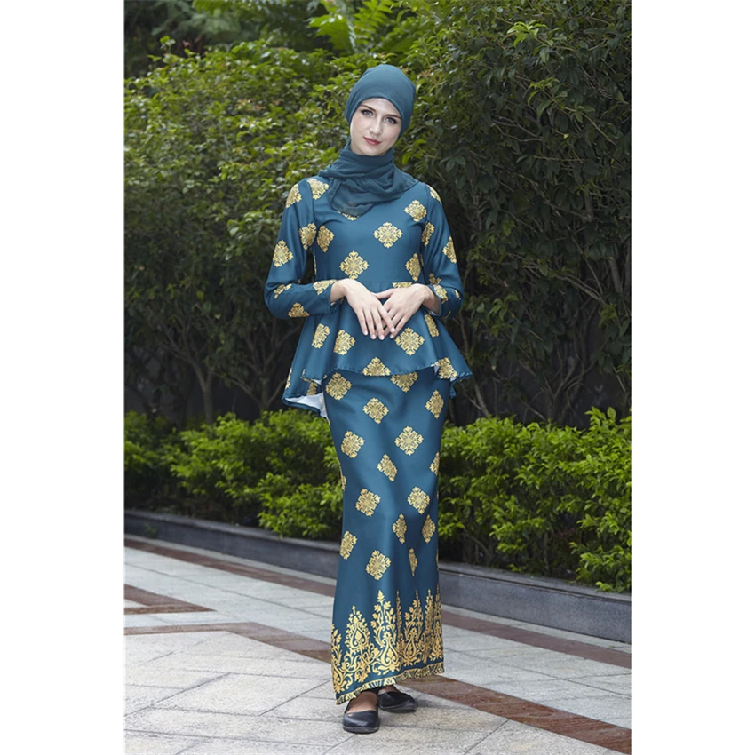 Новый исламский женский модный комплект одежды с длинным рукавом оборками Топ