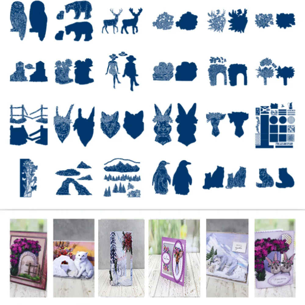 

Animals and Flowers Metal Cutting Dies Mold Scrapbook Embossed Paper Card Photo Stencil Album Craft New Arrival in 2021 Template