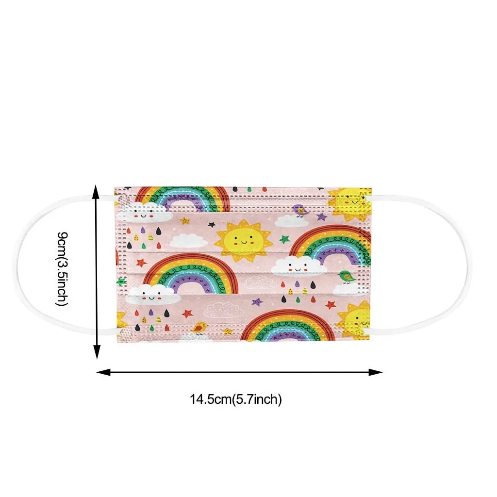 

50PCS Children's Mask Disposable Face Mask 3-Layer Face Masks Breathable Face Mask Fashion