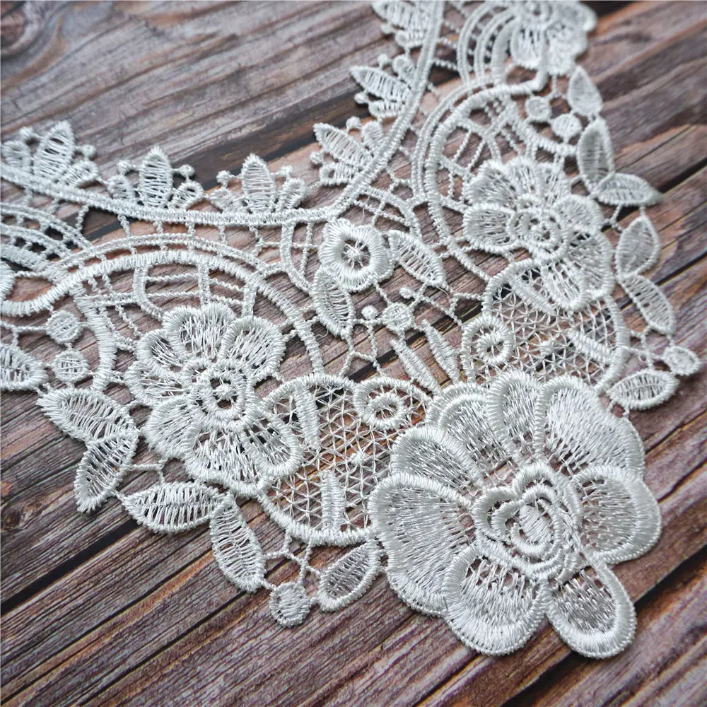 Белый цветочный воротник вышитая искусственная кружевная ткань винтажные