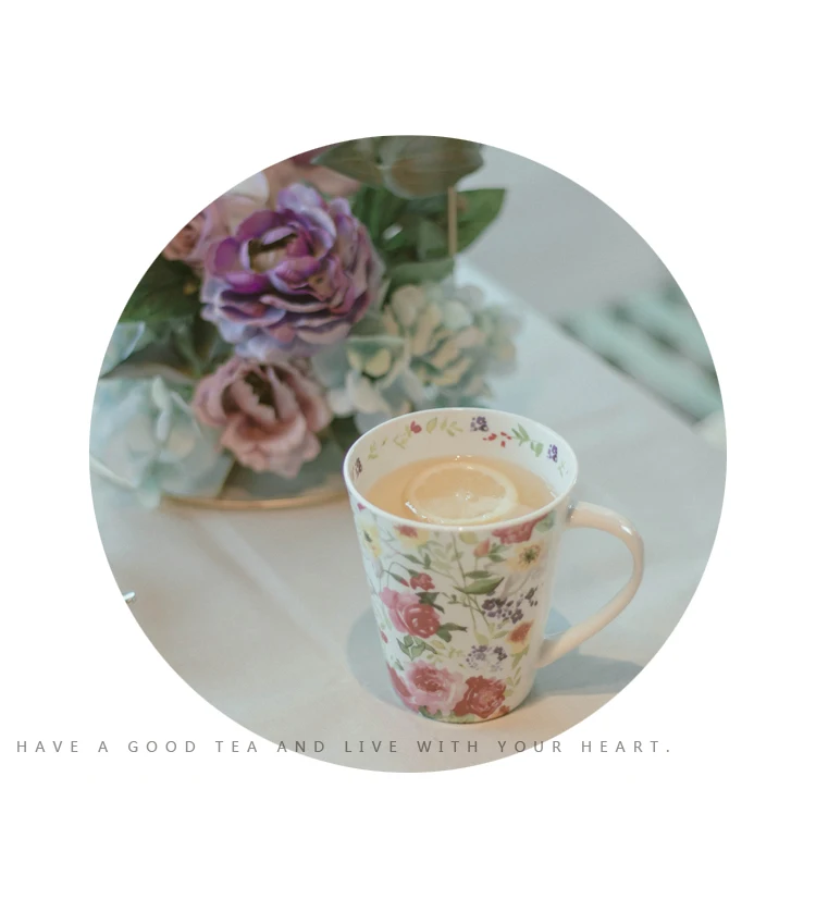 

Vintage Coffee Mug Nordic Reusable Unique Creative Rose Print Sister Mug Office Ceramic Filizanki Do Kawy Kitchenware DE50MK