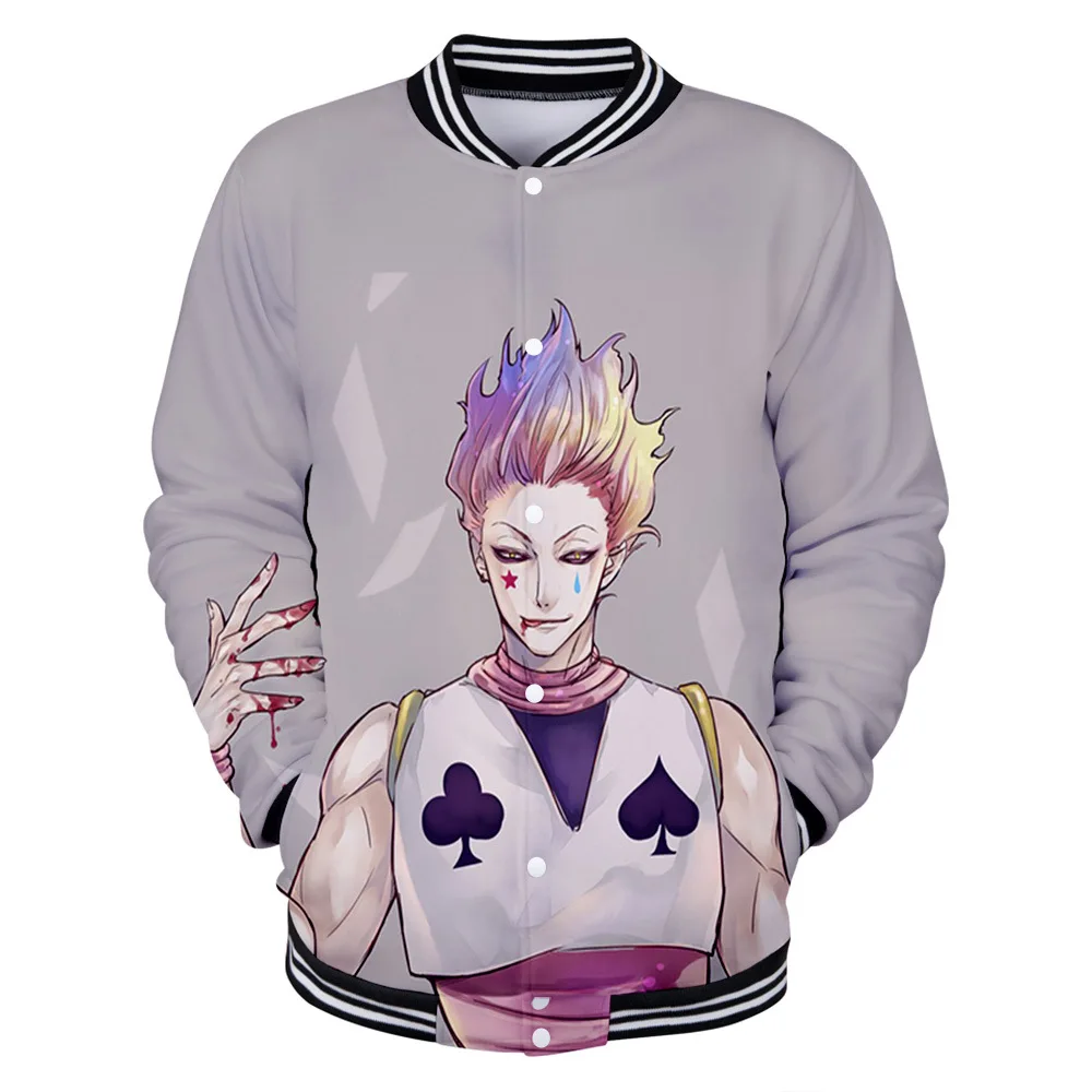 

Hunter X Hunter HISOKA Jacket Baseball Uniform Fashion 3D Printing HISOKA GON FREECSS Baseball Jacket Men Casual Bomber Jacket