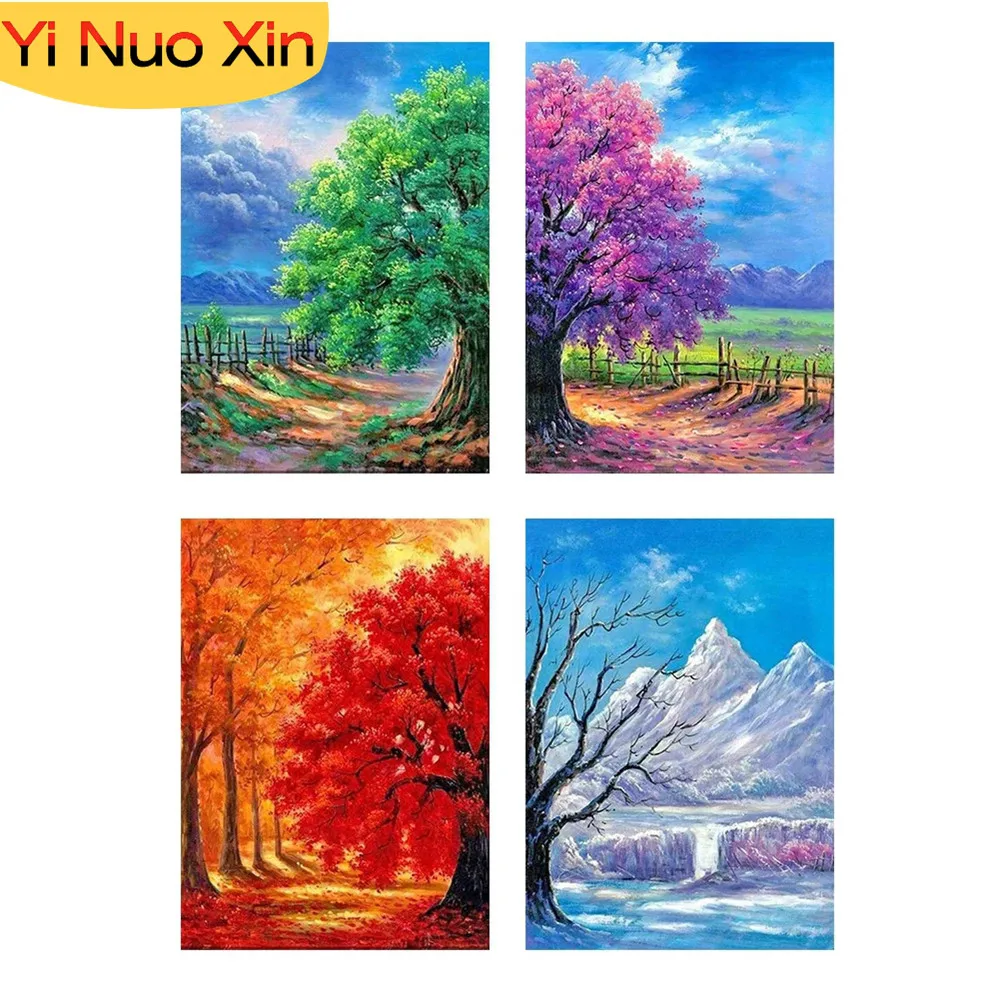 

Arts and Crafts Home Decor Gift Plants Colorful Tree 5D DIY Diamond Painting Square Ffull Mosaic Rhinestone Diamond Embroidery