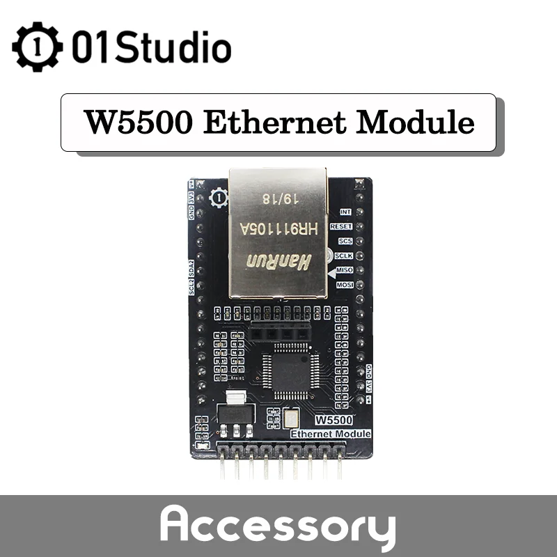 Модуль Ethernet 01Studio W5500 аппаратное обеспечение SPI интерфейс TCP IP pyBoard макетная плата