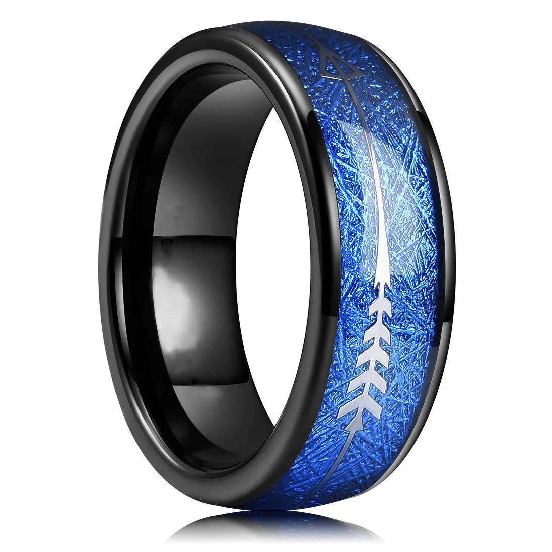 

316L Stainless Steel Men's Ring Blue Silk Arrow Male Wedding Band Engagement Ring Lover's Jewelry Valentine's Day Gifts