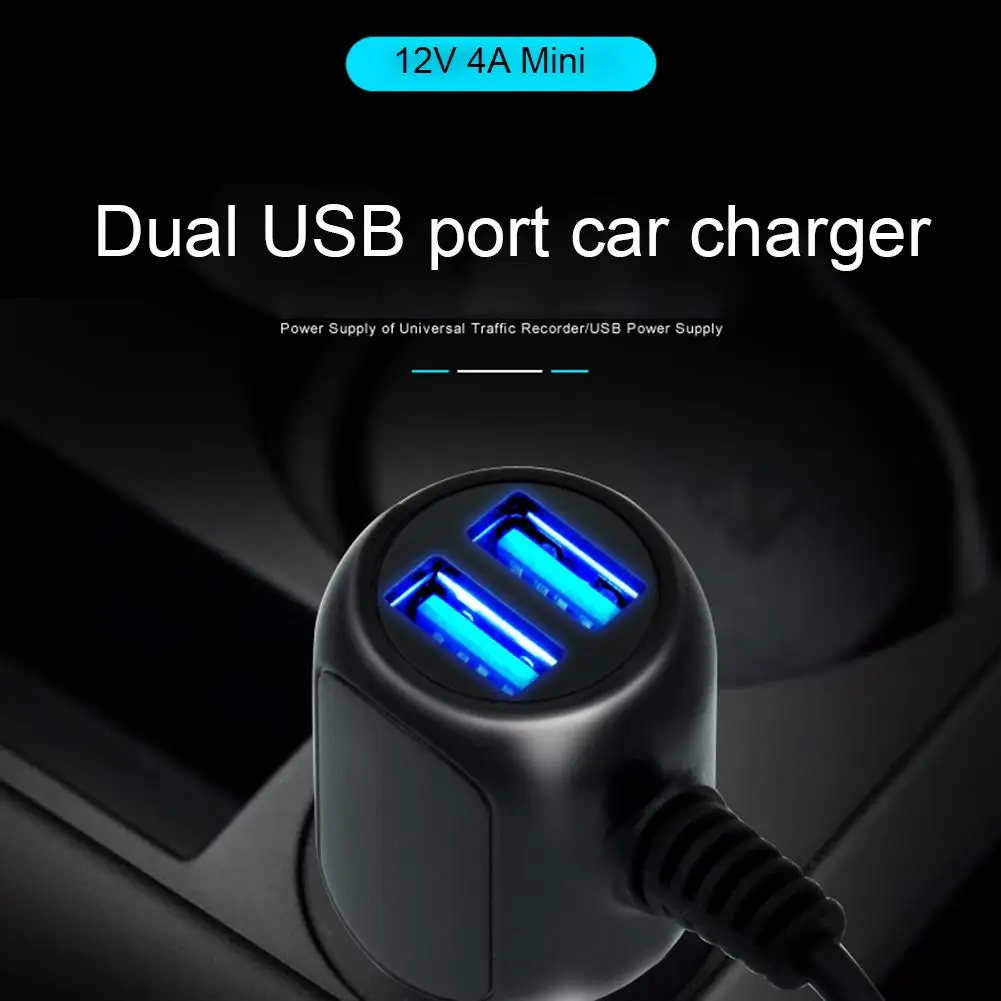1 шт. 12В 2.4A мини/микро кабель интерфейс двойной USB порт автомобильное зарядное