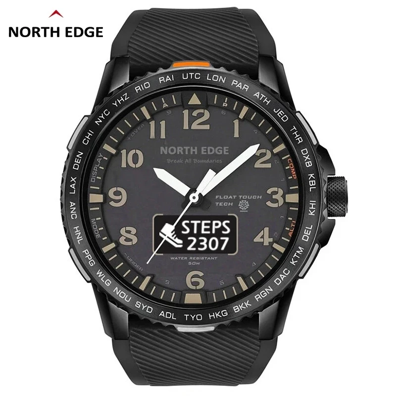 

NORTH EDGE FLOAT Touch Screen Outdoor Digital Watch Message Reminder Weather Air Temperature Heart Rate Monitor Smart Wristband