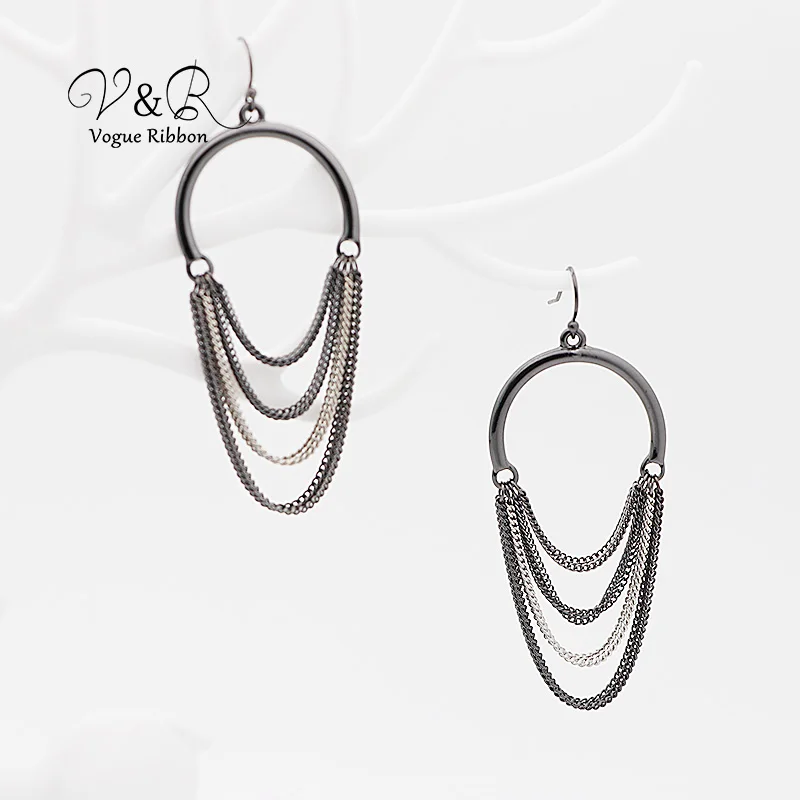 Женские серьги подвески с имитацией родия и гематита модные Висячие Подвесные