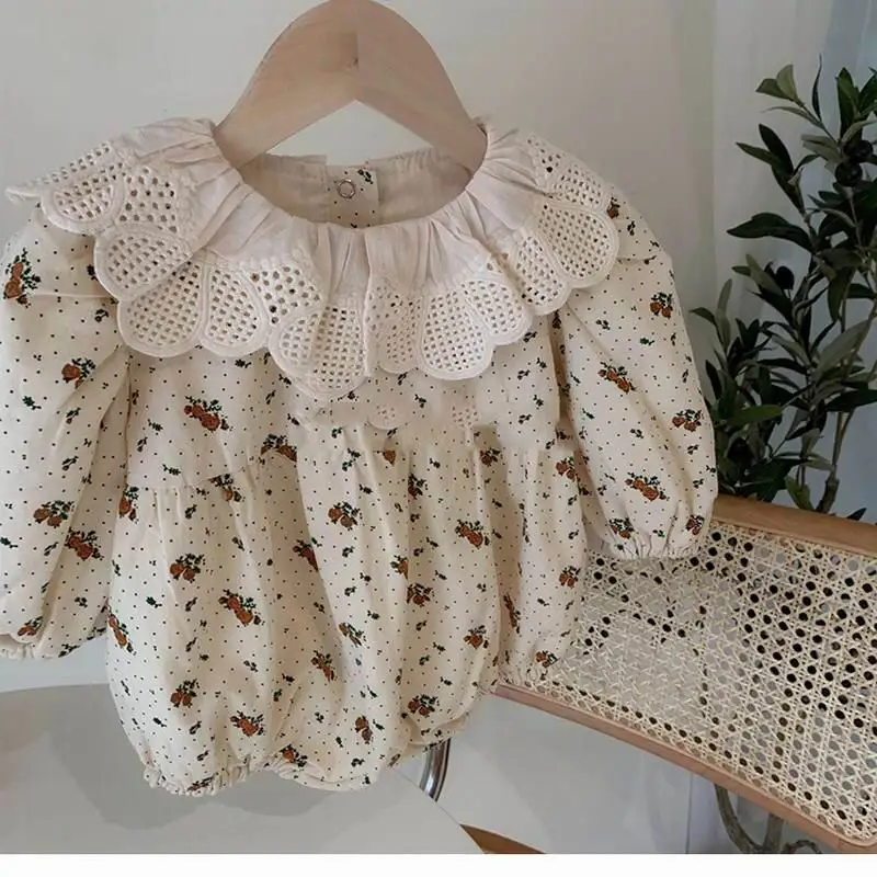 

2020 Autumn Sister Clothing New Girls Dress Lace Collar Floral Cotton Princess Dress Jumpsuits for Girls Kid Clothes GC0512