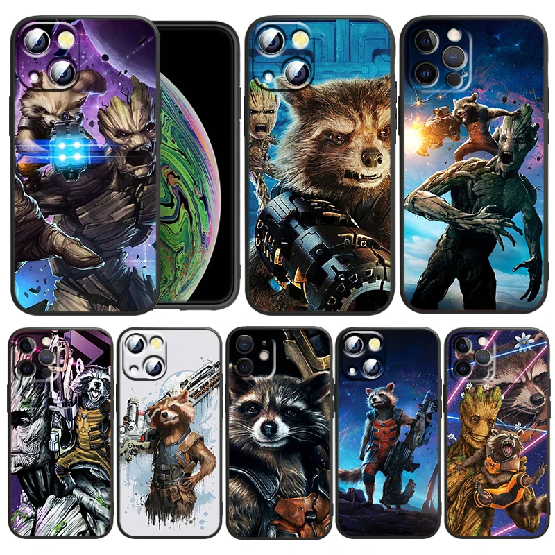 

Rocket Raccoon Marvel for Apple iPhone 13 12 Pro Max Mini 11 Pro XS Max X XR 6S 6 7 8 Plus SE 2020 Funda Capa Black Phone Case