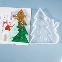 1pcs snowman christmas tree pendant uv epoxy crystal resin mold for diy home christmas decoration set up crafts ornaments making