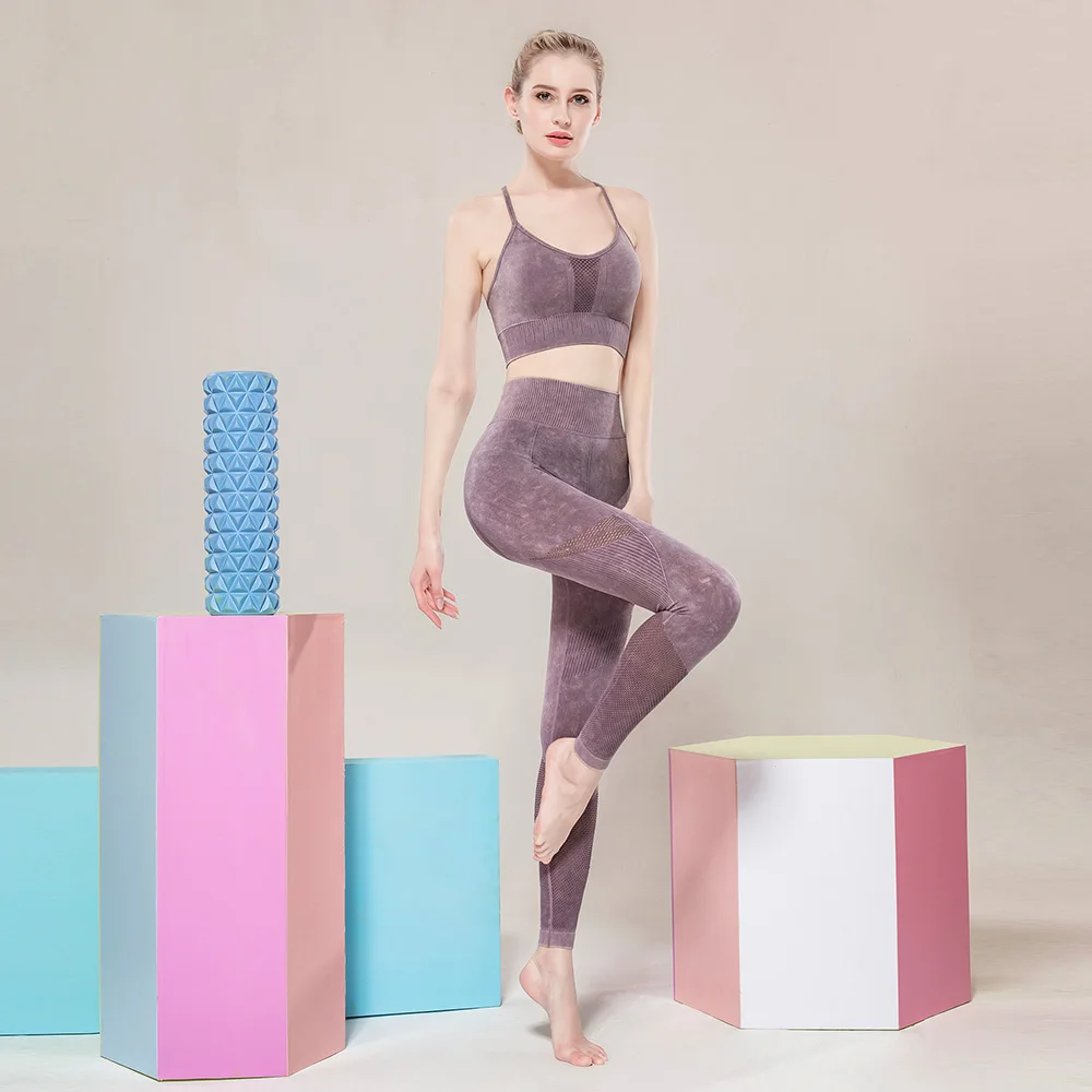 

New Print Seamless Sports Clothes Yoga Set High Elasticity Tight Mesh Breathable Workout Active Wear For Women Gym Fitness Set