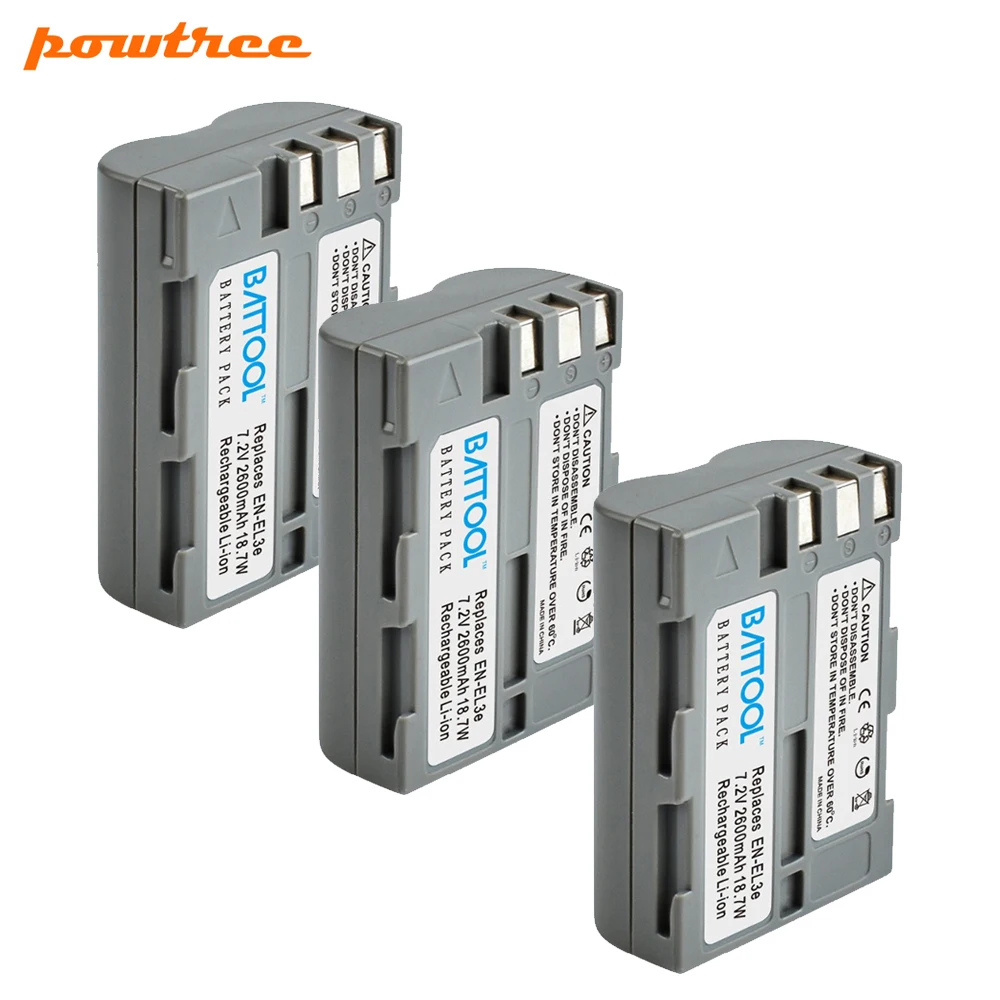 3 Battery Battool 2000 мА/ч, EN-EL3e RU EL3e EL3a ENEL3e Камера Батарея+ Зарядное устройство для Nikon D300S D300 D100 D200 D700 D70S D80 D90 D50 - Цвет: 3 Battery