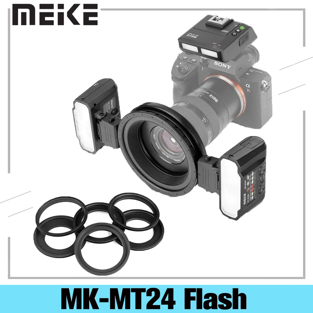 

Meike MK-MT24 Macro Twin Lite Flash Light for Canon Nikon Sony Digital SLR Camera and Other MI Hot Shoe Mount Mirrorless Cameras