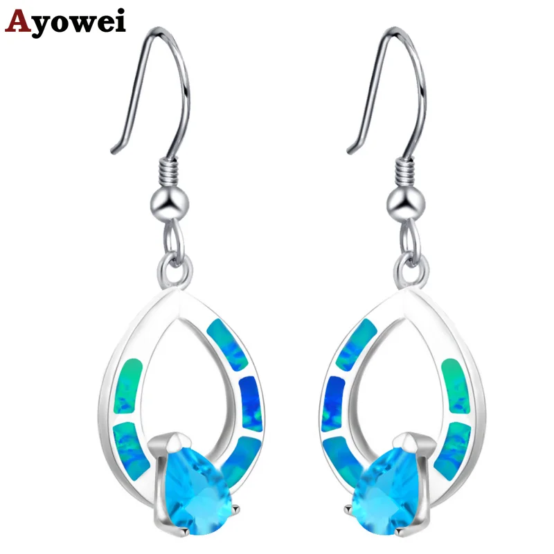 

Ayowei Amazing Blue Fire Opal Silver Stamped Lowest Price High Quality for Women Anniversary Gift OES651A