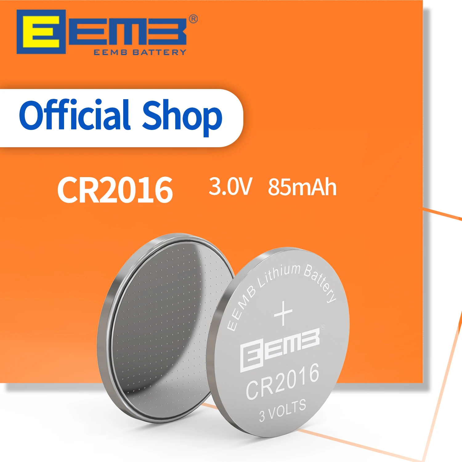 

EEMB 3V Button Cell Battery CR2016 85mAh Lithium Batteries NON-rechargeable Coin Battery for Watch Calculator Tablets Car Key