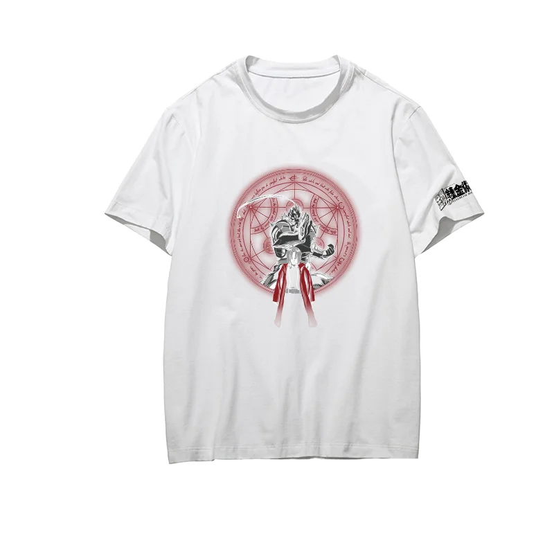 

Printed round neck student short-sleeved T-shirt female anime full metal alchemist tshirt Japan streetwear women black t-shirt