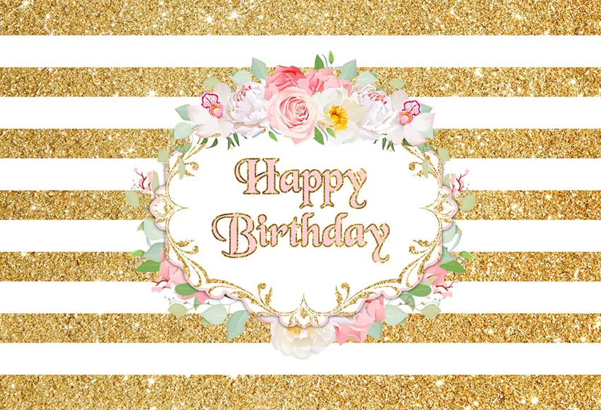 

Виниловый фон для студийной фотосъемки 7 Х5 футов Выпускной розовый день рождения золотые белые полосы Красочный венок на заказ 220 см x 150 см