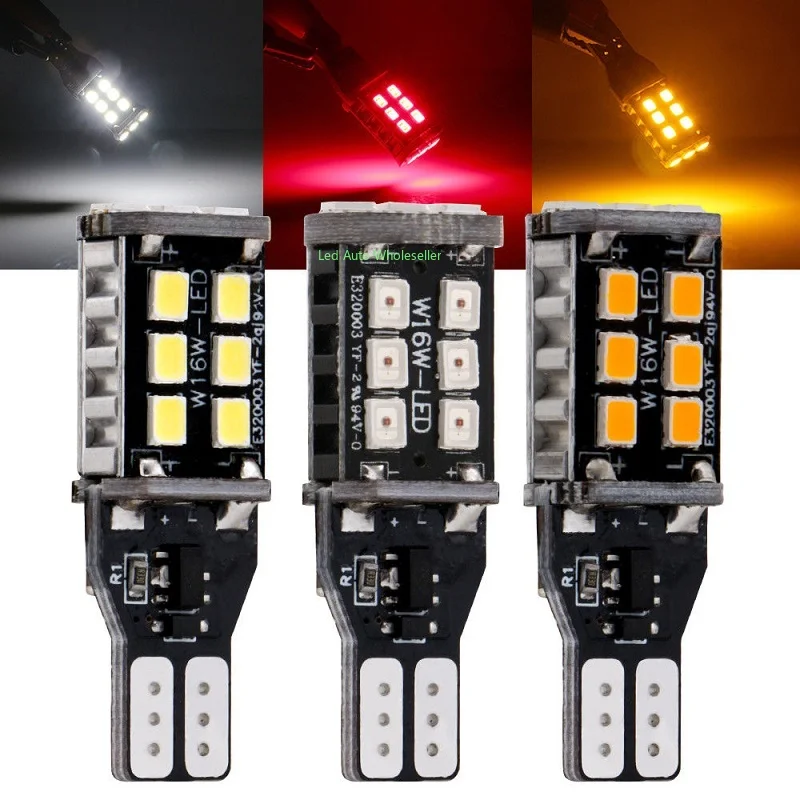 

100x T15 W16W LED Super Bright 21SMD 2835 921 912 LED Canbus No ERROR Car Backup Stop Reserve Lights Bulb Brake Lamp red White