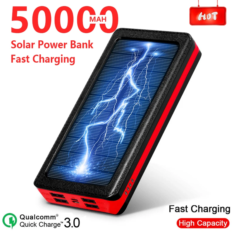 50000mAh Большая емкость портативный внешний аккумулятор солнечная батарея