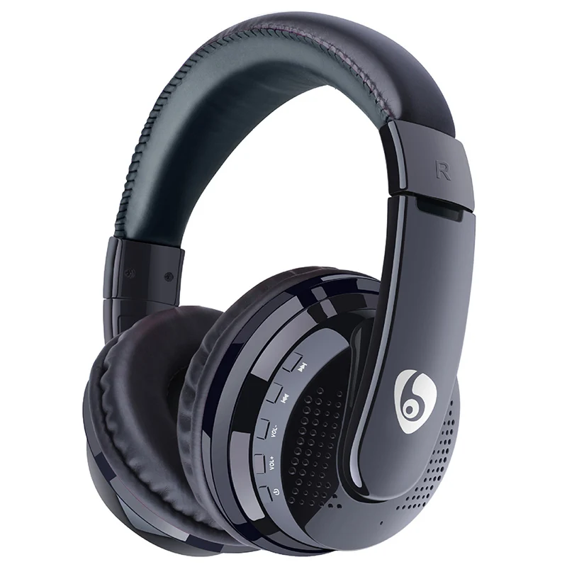 Black Над ухом Bluetooth наушники стерео Беспроводной наушники FM радио карты памяти MP3 плеер громкой связи С микрофоном - Цвет: Black