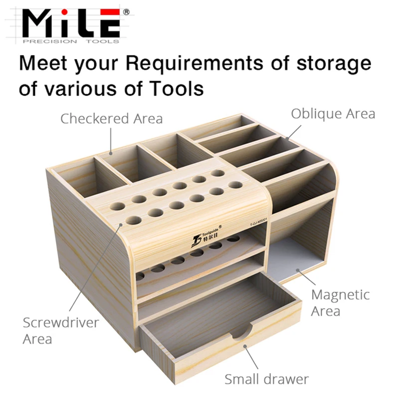 mile multifunctional wooden storage box mobile phone repair desktop storage screwdriver tweezer magnetic holder parts box tool free global shipping