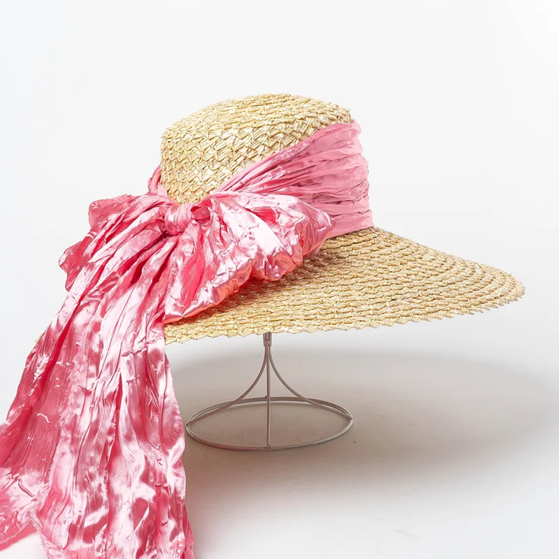 Соломенная шляпа с большим полями летняя Плетеная соломенная натуральным