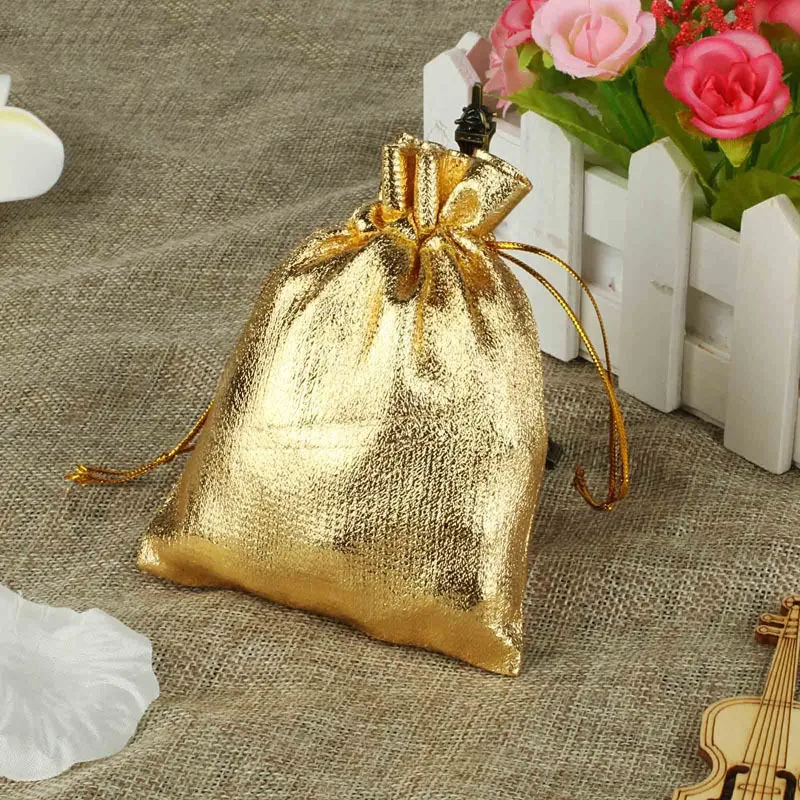 

100Pcs Gold Foil Organza Bag Candy Gift Bags Christmas Decoration Wedding Party Favor Pouch Gift Packaging Bags Drawstring Pouch