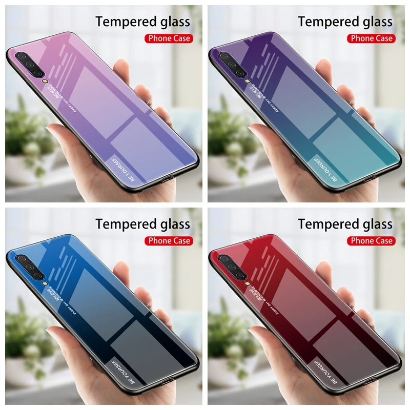 Градиентный чехол из закаленного стекла для Xiaomi mi 9 SE 9T Red Note 7 Pro CC9 E края ТПУ