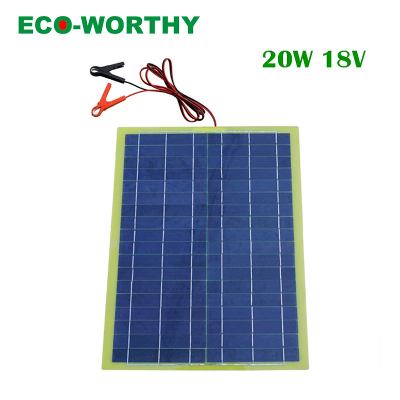 ECOWORTHY 20 Вт эпоксидная солнечная панель Высокая эффективность для 12 в зарядное устройство и солнечное зарядное устройство и солнечная панель