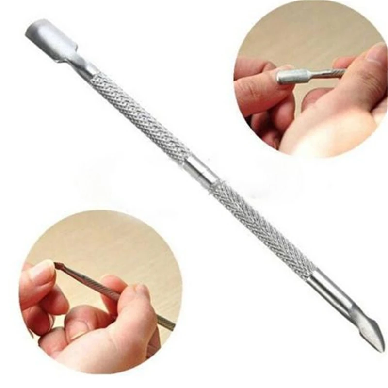 

Fashion Design Double Head Stainless Steel Cuticle Nail Pusher Manicure Tool Dead Skin Push For Nail Women Men Hot