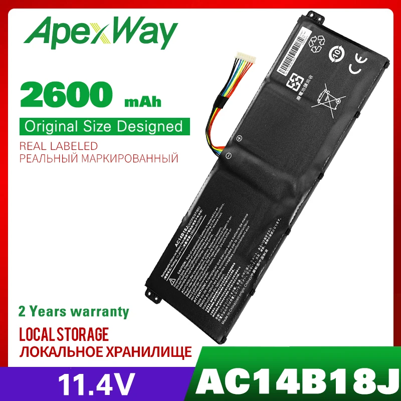 Аккумулятор Apeway AC14B18J для ноутбука Acer TravelMate B115-MP B115-M Chromebook 13 CB5-311 Chrombook 15 CB5-571 11 4 в 2600