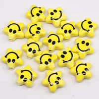 15pcslot yellow smile face ceramic beads for jewelry making necklace bracelet earrings smiling face porcelain beads wholesale