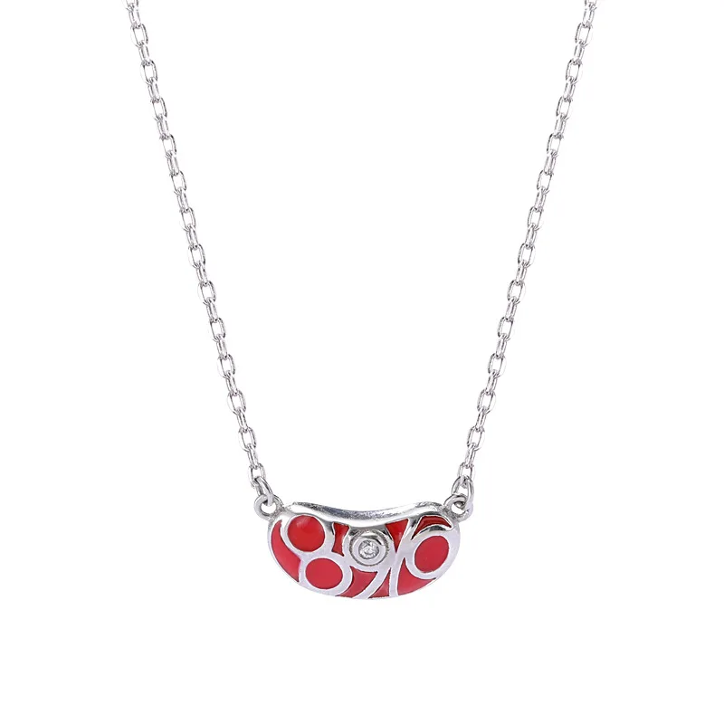 Ожерелье Hemiston из серебра 925 пробы с красной эмалью кулон в виде акации экспресс