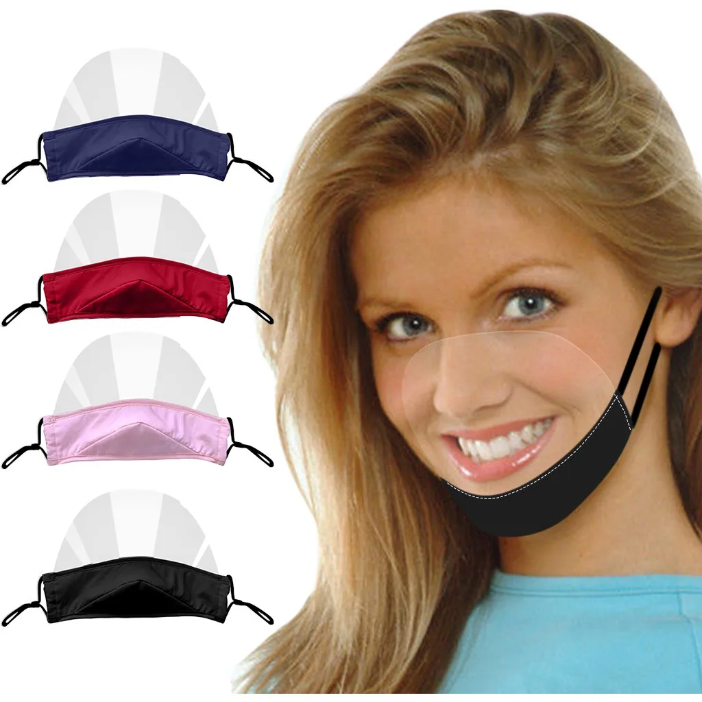 Маски-щитки для взрослых Mini Shield (4 шт.), моющиеся и повторно используемые, удобные, прозрачные, модные маски для женщин с визуальным отображением рта №0.