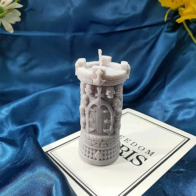 

2021 Handmade Thicker Halloween Candle Molds Making Silicone Exquisite Skull Tower Shape Wax Melt Mold Maker Candles Home Decor