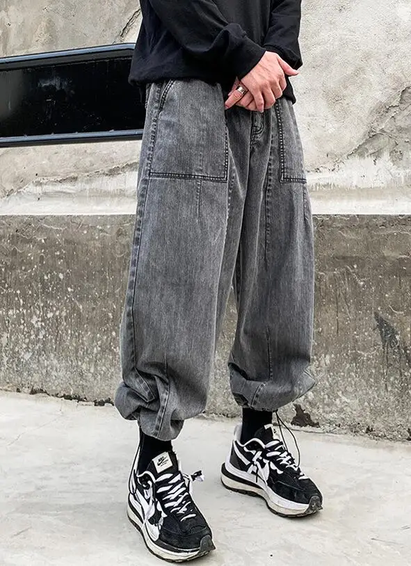 Fashion Men Jeans Loose Carrot Jeans Designer Denim Cargo  Harem Pants Hip Hop Joggers Jeans Men
