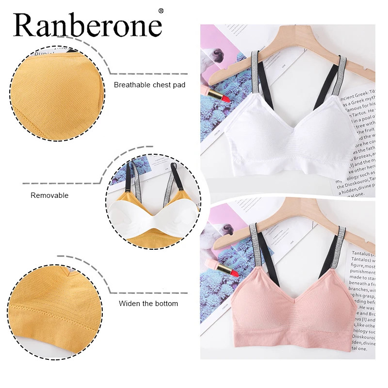 Ranberone Sports Bra Women Fitness Tops Seamless Yoga Bra Women Solid Quick Dry Padded Seamless Gym Top Push Up Sport Bra Tops