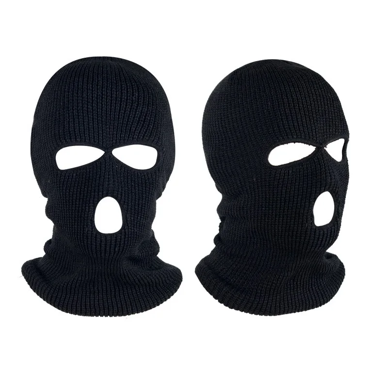 

3 Holes Knitted Beanies Full Face Ski Mask for Adult Autumn Winter Outdoor Cycling Hat Face Cover Gorros 10 Colors Wholesale