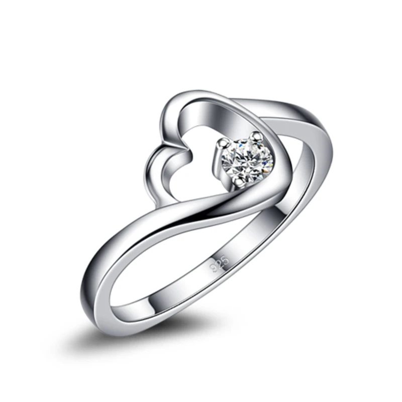 

Женское кольцо в форме сердца из серебра 925 пробы, с фианитом